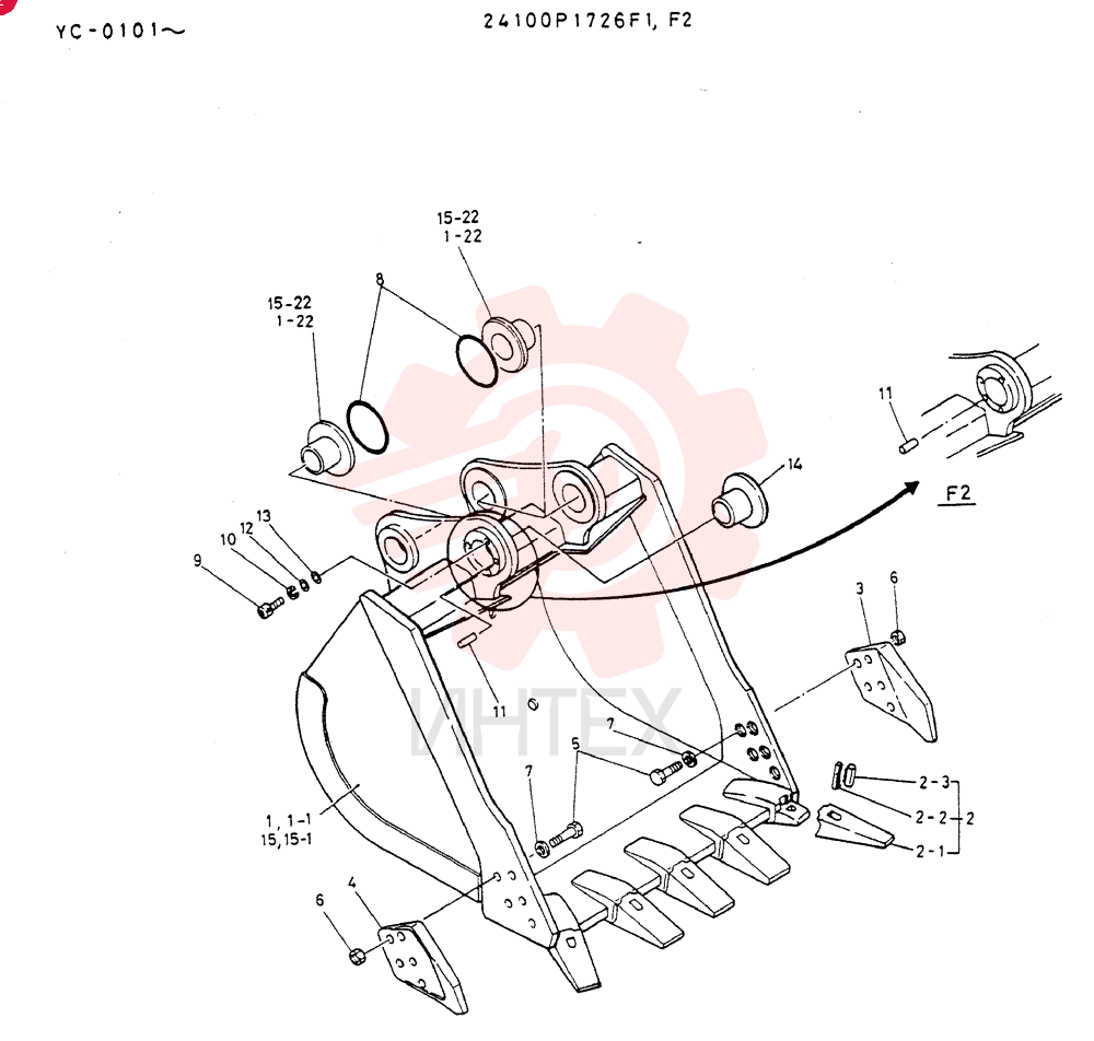 BUCKET  ASSY, 1.4M3, Serial Range: YC-0101-YC-0171