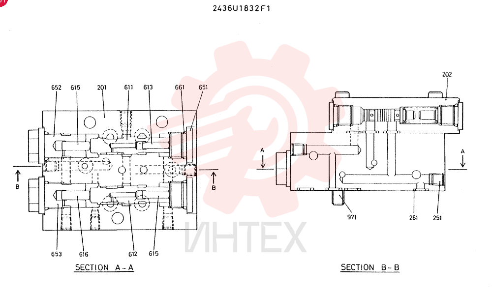 Схема (MD300LC) - EXCAVATOR BTW YC0101 - YC0300 (1/80-12/06) 2436U1832F1