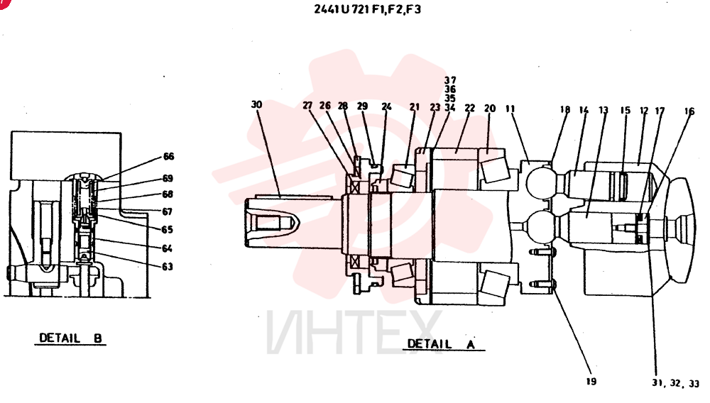 PUMP ASSY, HYDRAULIC CONSISTS OF THE FOLLOWING PARTS 2441U721F1, F2, F3