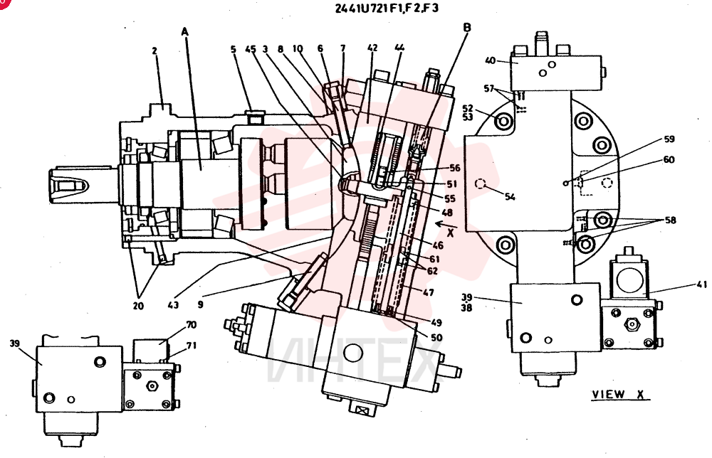 PUMP ASSY, HYDRAULIC CONSITS OF THE FOLLOWING PARTS 2441U721F1, F2, F3
