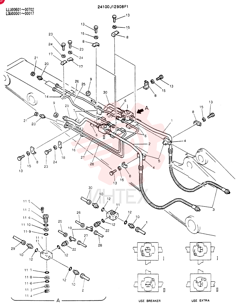 Схема (NIBBLER) - BREAKER & EXTRA ATTACHMENTS - SK220 ASN LQU0001 & SK200LC ASN LLU0601 (1/91-12/97) 24100J12908F1