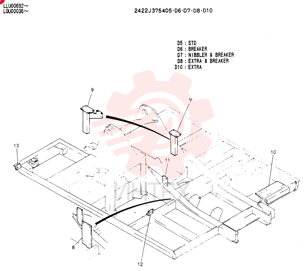 Схема (NIBBLER) - BREAKER & EXTRA ATTACHMENTS - SK220 ASN LQU0001 & SK200LC ASN LLU0601 (1/91-12/97) 2422J3754D5