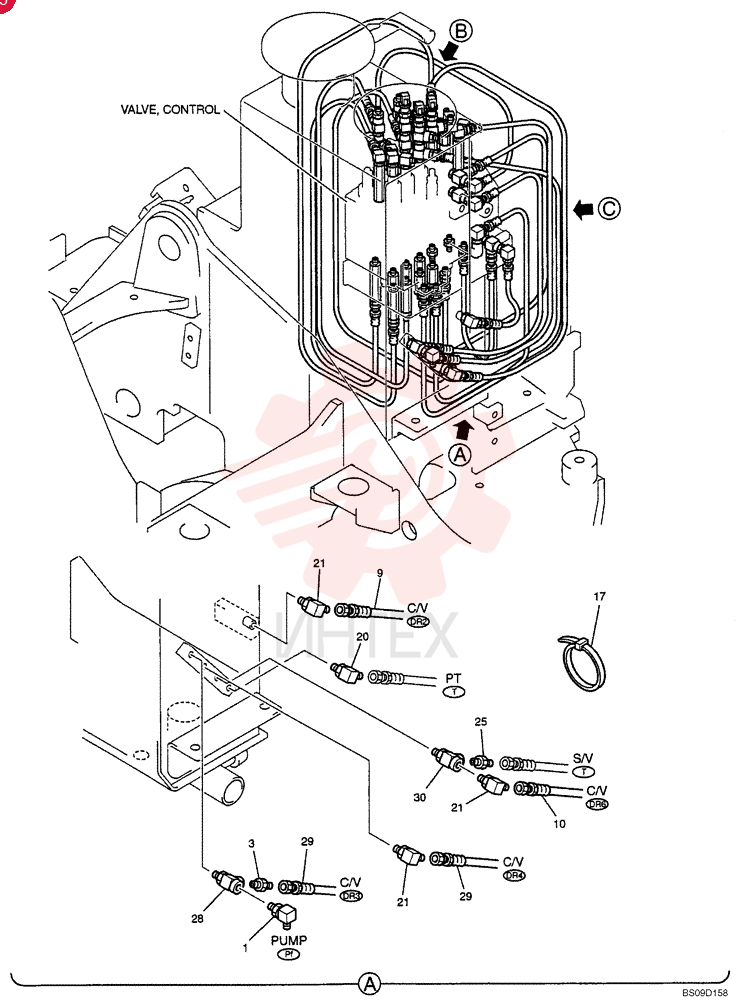 90 ELBOW,Male, 30 Degree Fl, PF 1/4" x PF 1/4", O-Ring