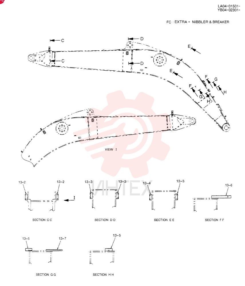 BOOM ASSY, HOE 5. 05M (EXTRA) YB02B00051F6 (2)