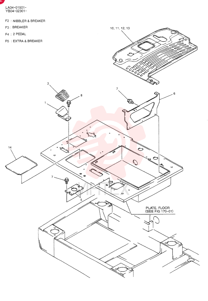 PLATE GROUP, FLOOR (NIBBLER & BREAKER) YB03M00003F2