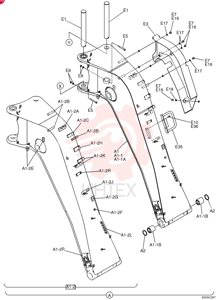 Rear Boom Assembly, Incls. Refs. A1 & A2