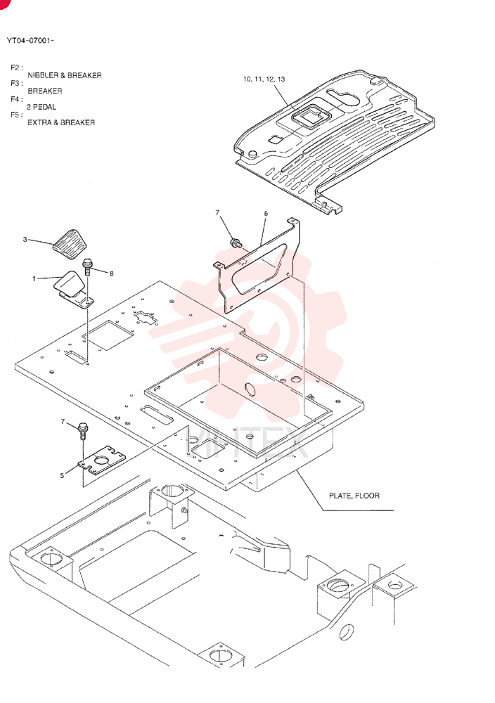 PLATE GROUP, FLOOR (NIBBLER & BREAKER) YT03M00027F2