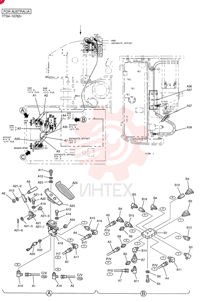 Схема (OFFSET BOOM) - ATTACHMENT - SK70SR-1E & SK70SR-1ES ASN YT04-07001 (3/03-12/04) YT68H00034F4