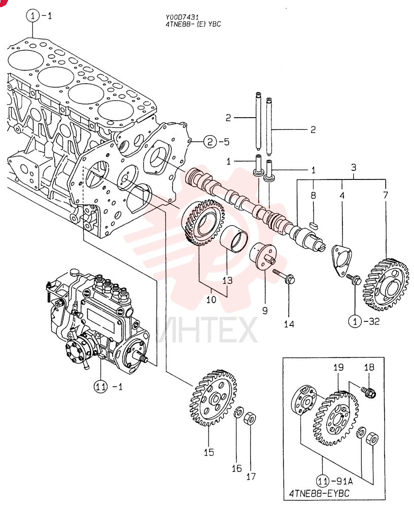 CAM SHAFT & DRIVING GEAR (A) 4TNE88-YBC