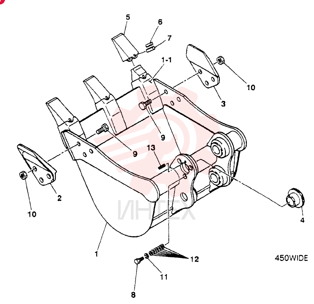BUCKET ASSY, 450MM, WIDE