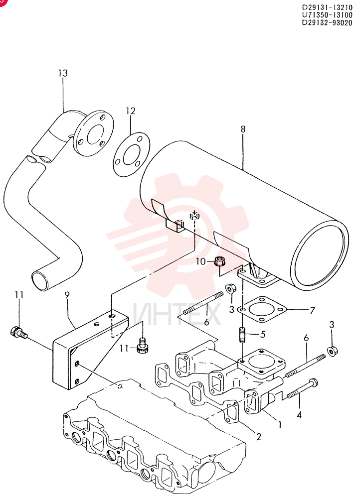 EXHAUST MANIFOLD AND SLIENCER 3TN84L-RT8A