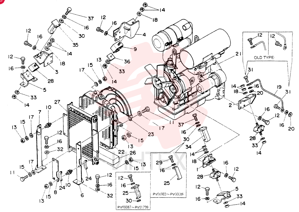 FOOT,ENGINE, Serial Range: PV00003-PV00086
