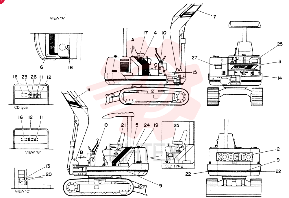 Схема (SK024) - COMPACT EXCAVATOR BTW PV00003 - PV02536 (1/89-12/03) S04393-90010