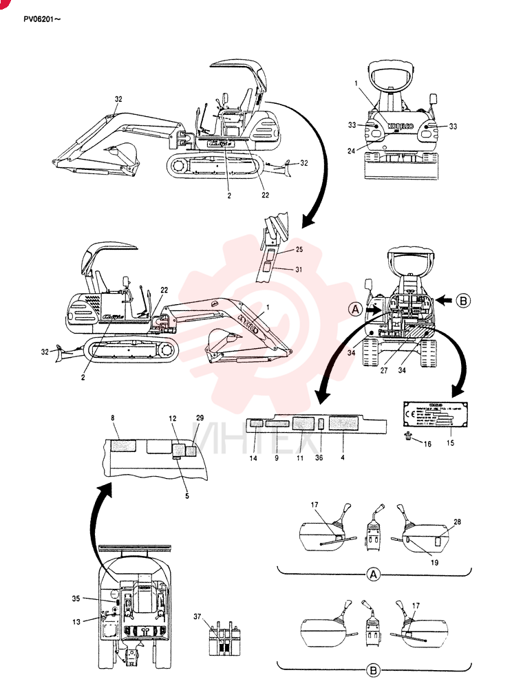 Схема (SK025-2) - COMPACT EXCAVATOR ASN PV06201 (3/01-9/04) PV22T00009F1