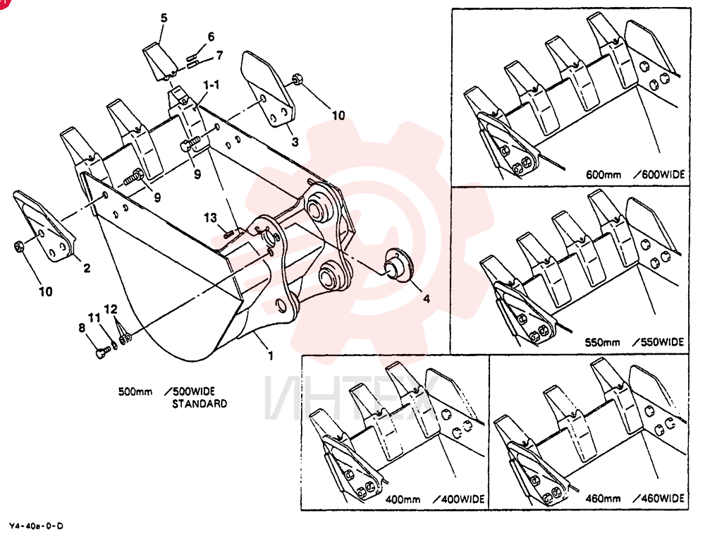 BUCKET ASSY, 500MM WIDE