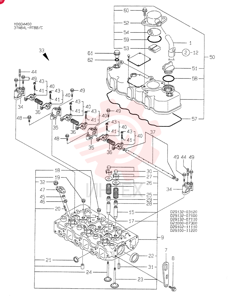 CYLINDER HEAD & BONNET (A) 3TN84L-RTBB
