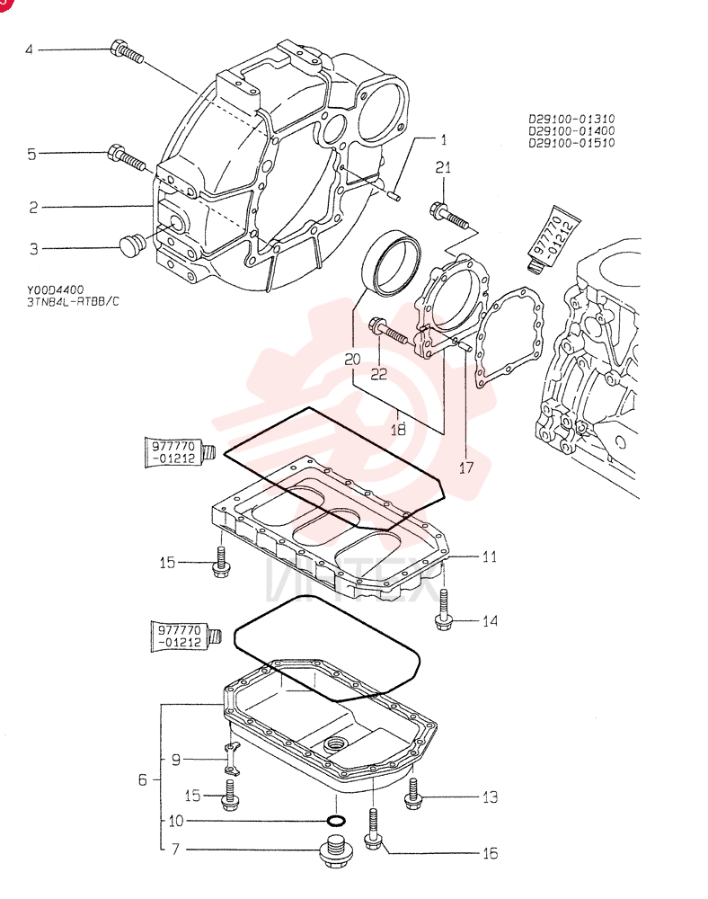 FLYWHEEL HOUSING & OIL SUMP (A) 3TN84L-RTBB