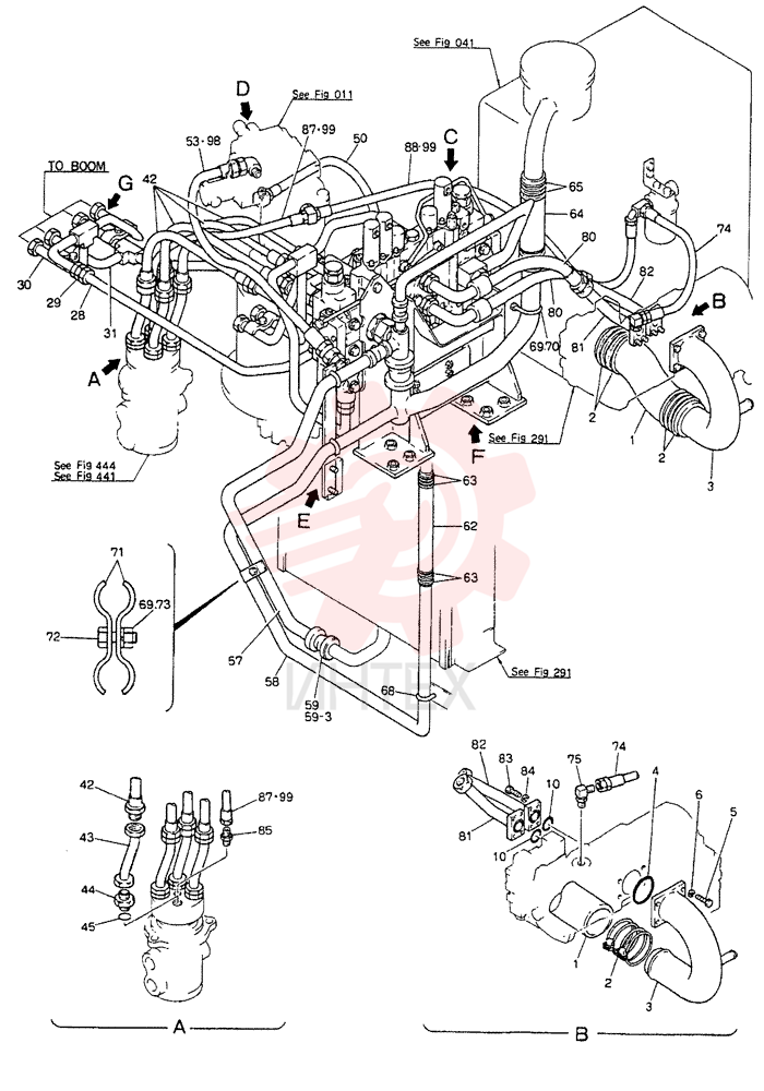 HYDR LINES,UPP, Serial Range: LX1401-LX1407 24100J6239F8 (1)