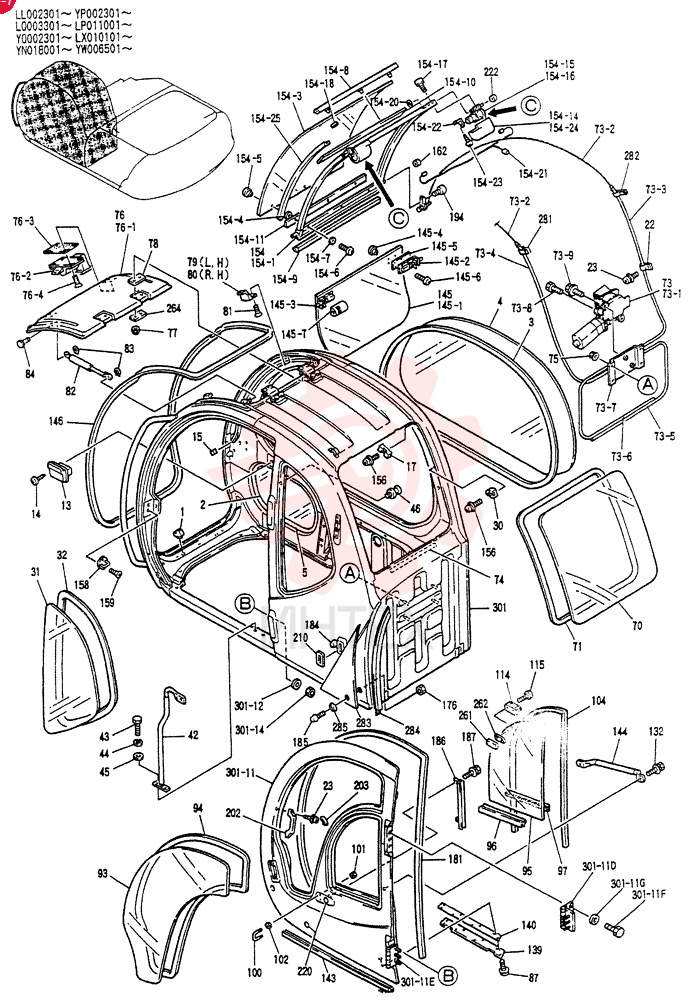 Схема (SK100) - EXCAVATOR BTW YW06501 - YW07744 (1/94-12/95) YN02C00001F1 (2)