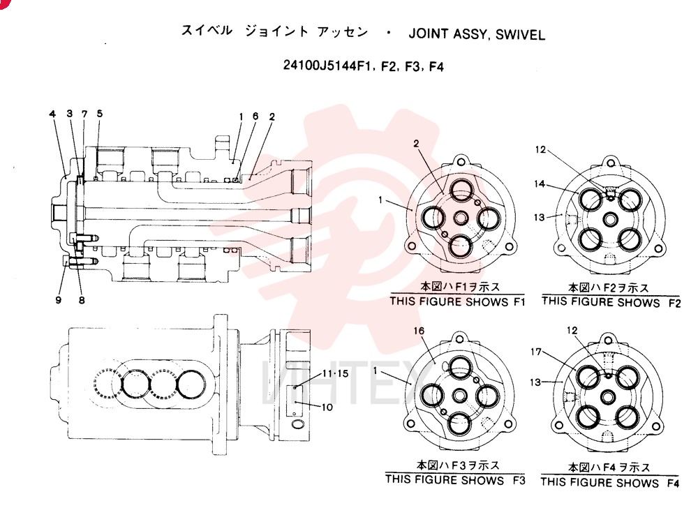 JOINT ASSY, SWIVEL, Remarks: CONSISTS OF THE FOLLOWING PARTS 24100J5144F1-F4