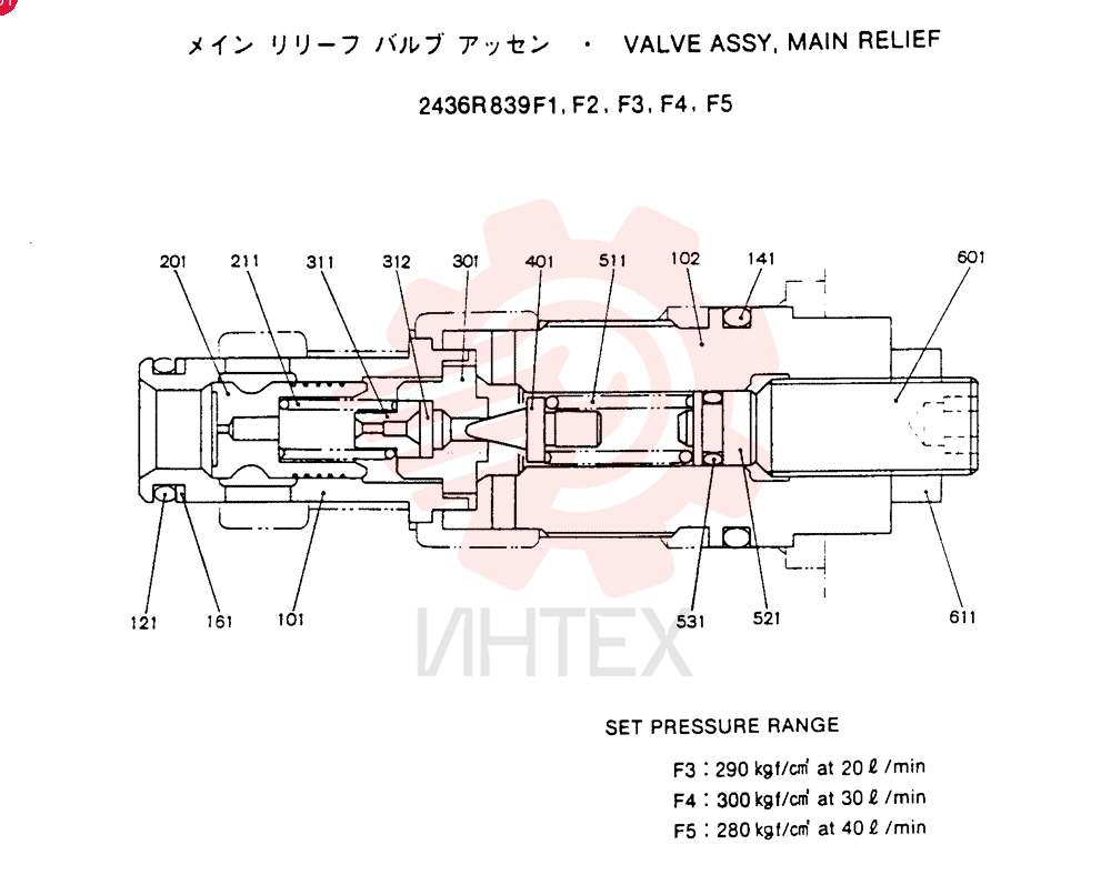 VALVE ASSY, MAIN RELIEF, Remarks: CONSISTS OF THE FOLLOWING PARTS 2436R839F2