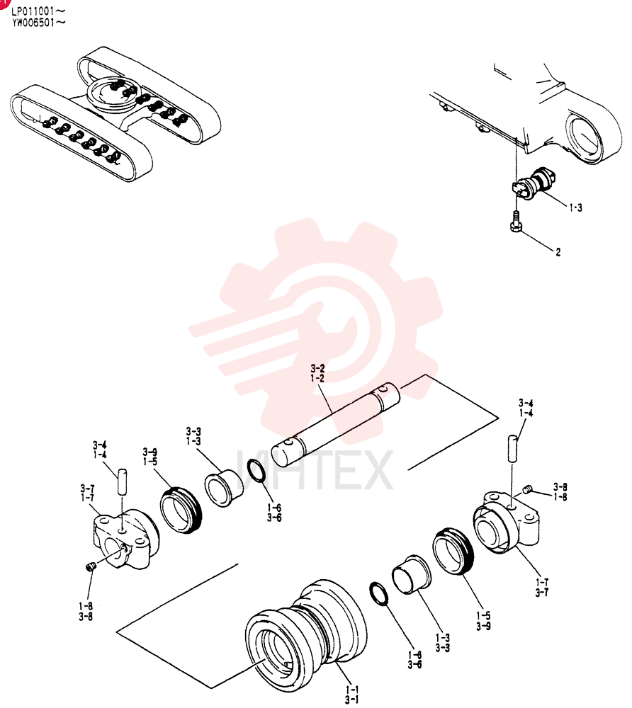 ROLLER ASSY TRACK, Serial Range: YW006501-YW007132