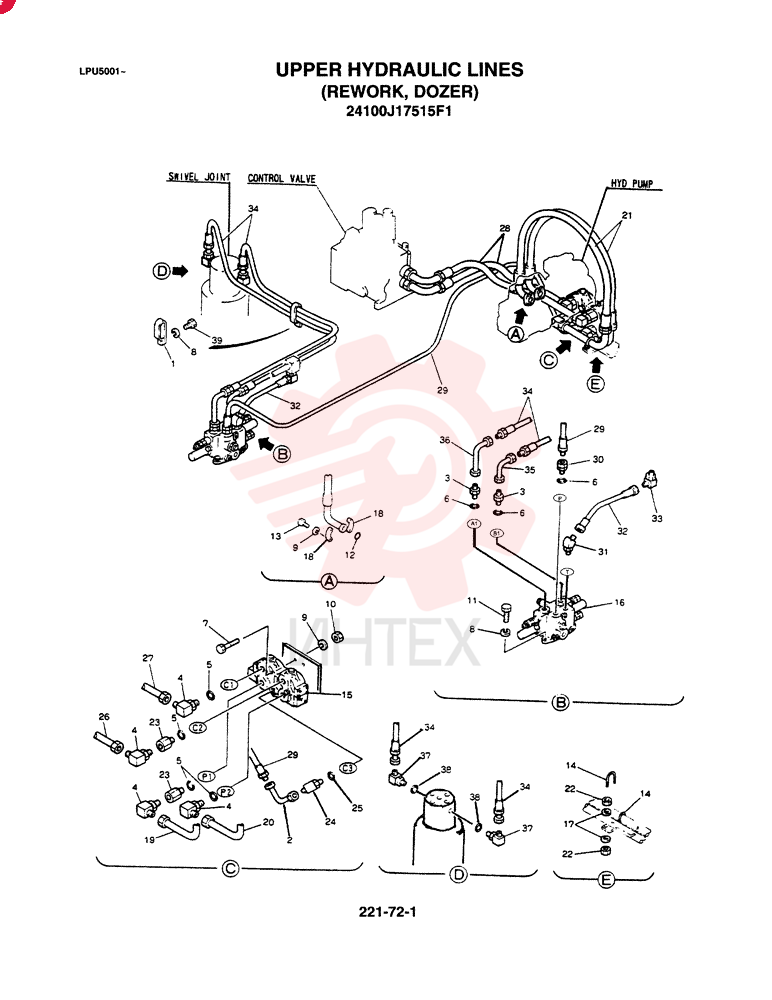 DOZER UPPER HYDRAULIC LINES 24100J17515F1