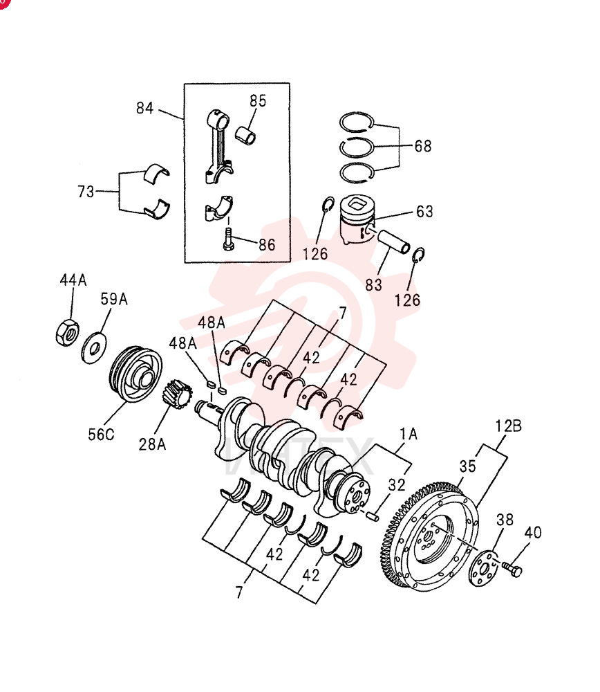 CRANKSHAFT, PISTON AND FLYWHEEL 0-15C (1)