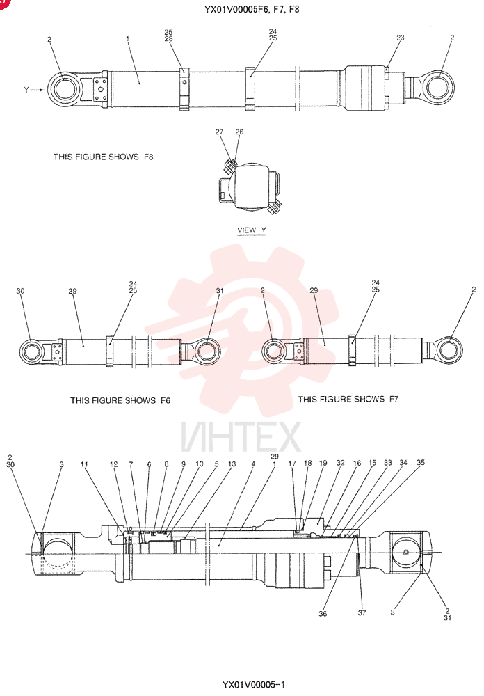 CYLINDER,Double Acting, 65mm Rod, 885mm Stroke YX01V00005F6 (2)