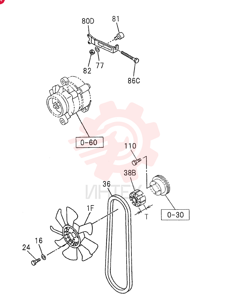 FAN AND FAN BELT 0-33C (2)