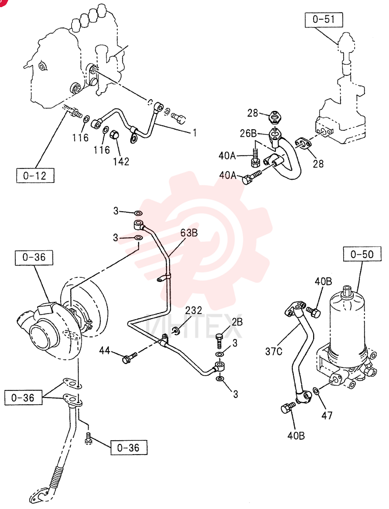 OIL AND VACUUM PIPING, ENGINE 0-52C (2)