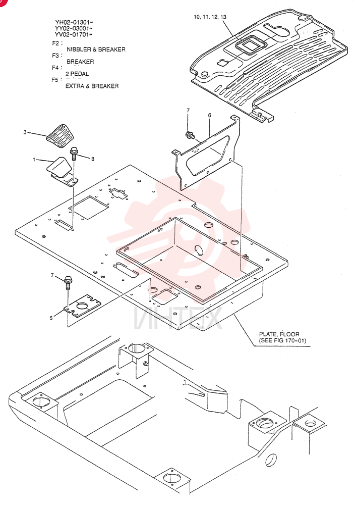 PLATE GROUP, FLOOR (NIBBLER & BREAKER) YY03M00014F2