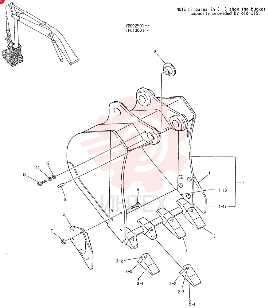 BUCKET ASSY, 0. 38M3 LP61B00037F1