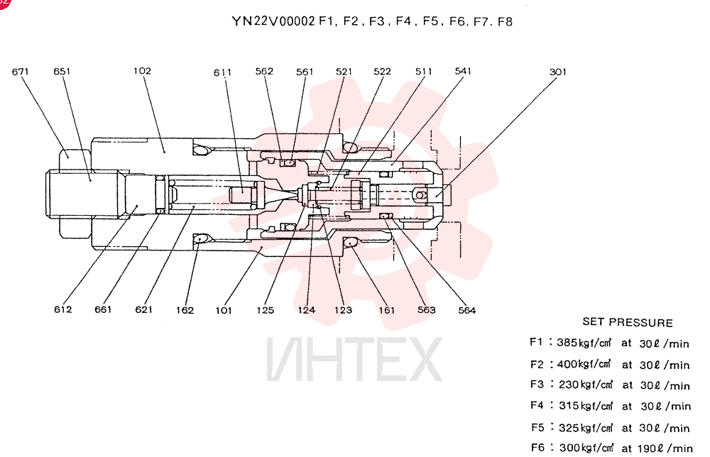 VALVE ASSY, PORT RELIEF YN22V00002F1-F8 (2)