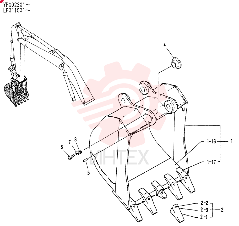 BUCKET ASSY, 0.6 METER CUBE