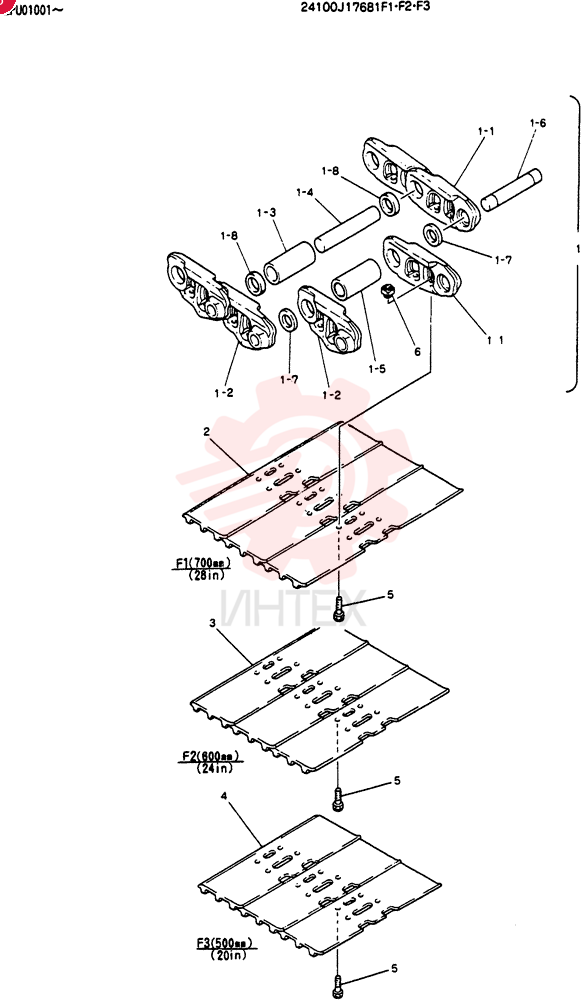 700MM SHOE ASSEMBLY, Incls. Refs. 1, 2, 5 & 6