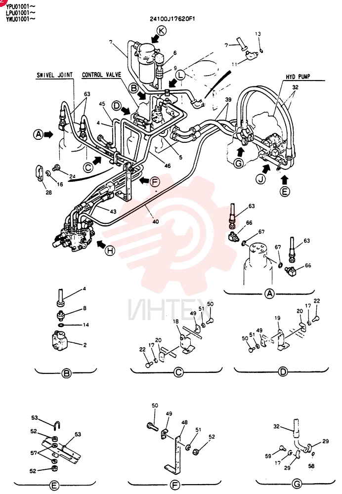 HYD LINES, UPP (DOZER & EXTRA & BREAKER) 24100J17620F1 (1)