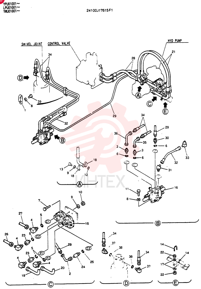 HYD LINES,UPP (DOZER) 24100J17515F1
