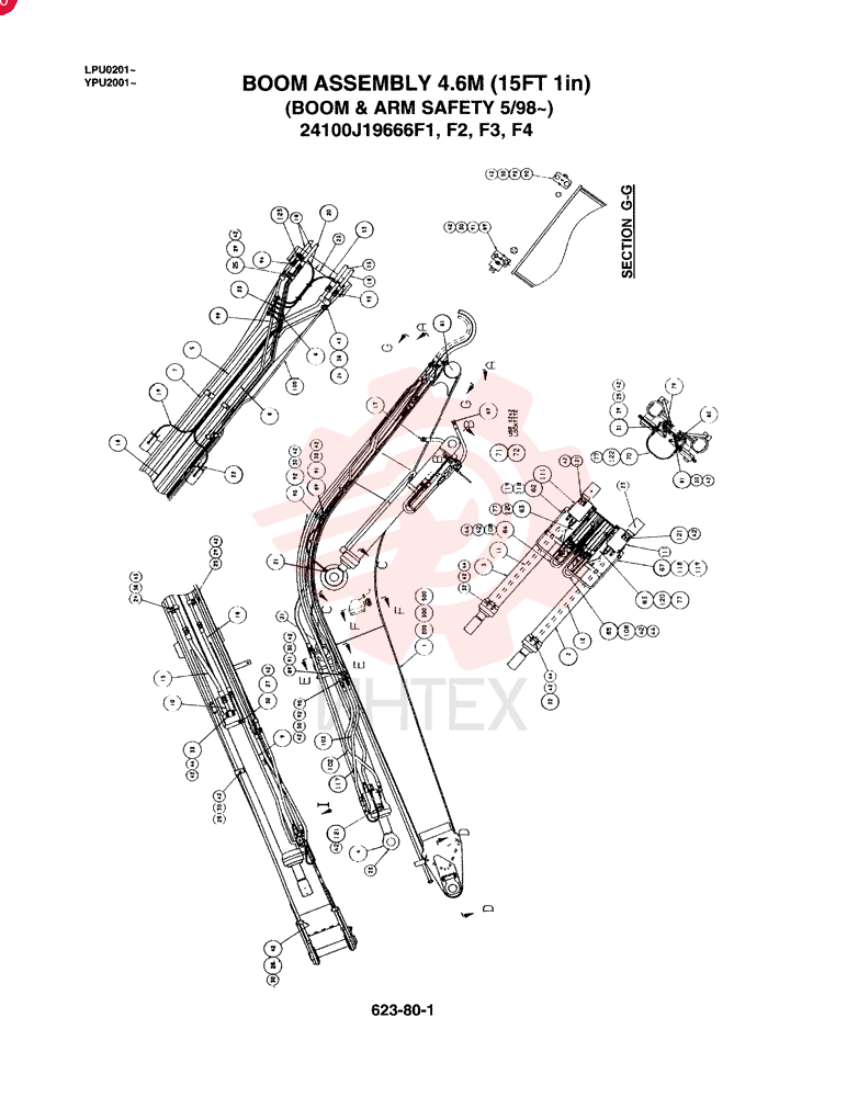 BOOM ASSEMBLY, 4.6M (STANDARD), QTY-F1: F1, Remarks: 5/98- 24100J19666F1 (3)