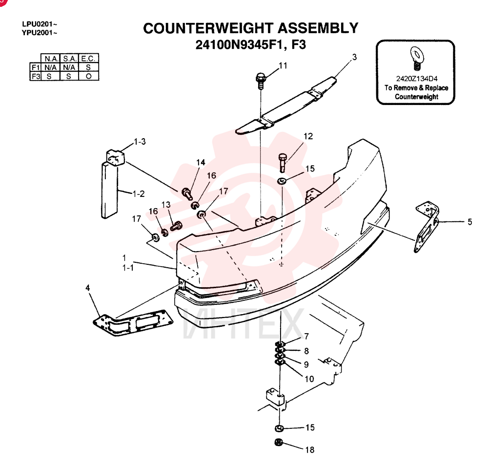 COUNTERWEIGHT ASSY (EC), QTY-F1: F1