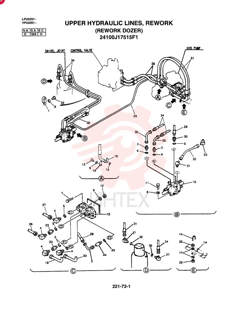 DOZER UPPER HYDRAULIC LINES 24100J17515F1