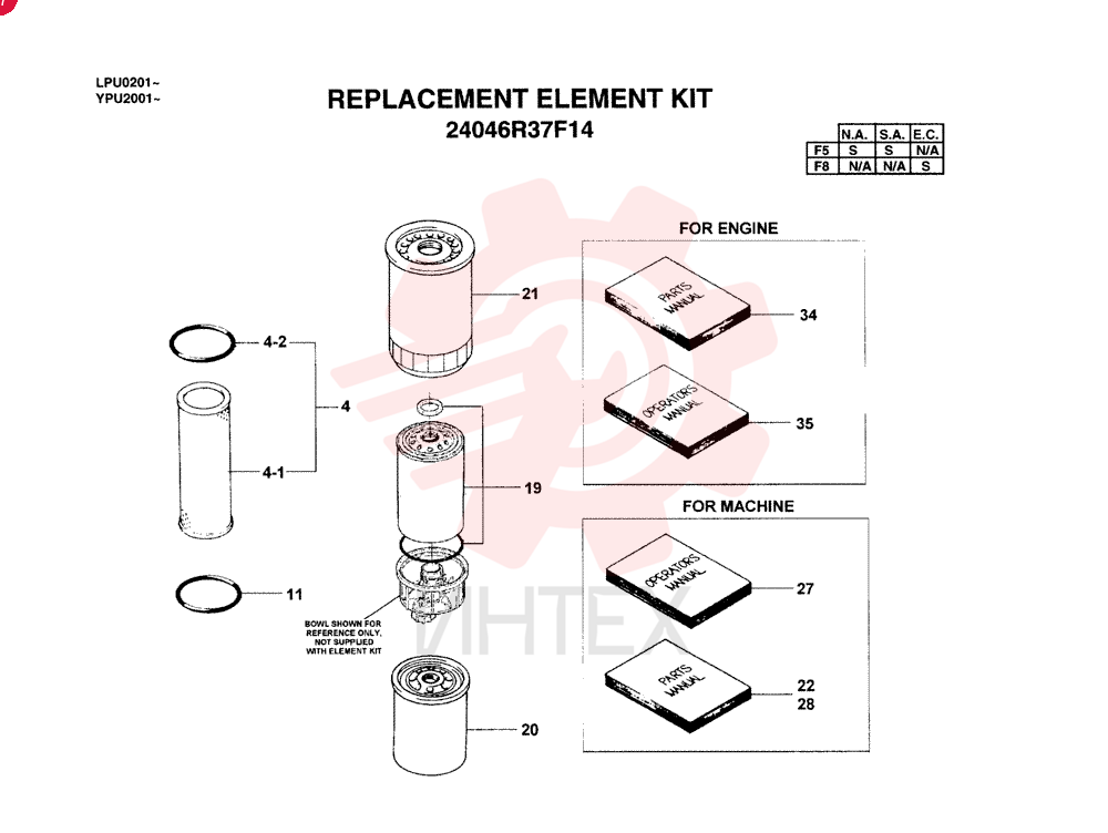 ELEMENT KIT (KAI & SA), QTY-F5: F5