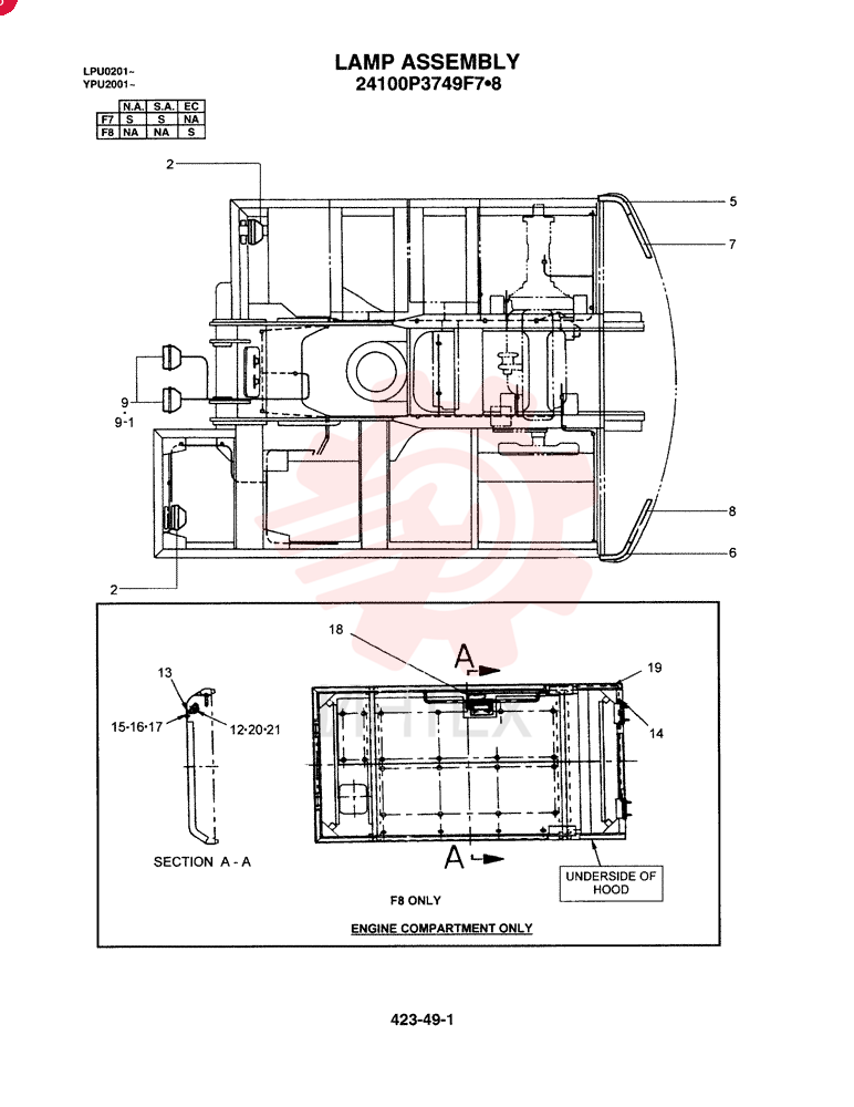 LAMP ASSY. (N.A.), QTY-F7: F7