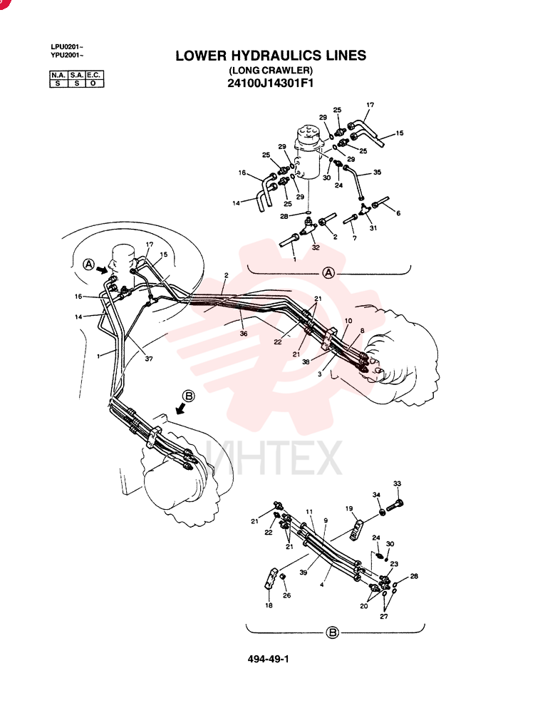 LOWER HYD LINES (LONG CRAWLER) 24100J14301F2