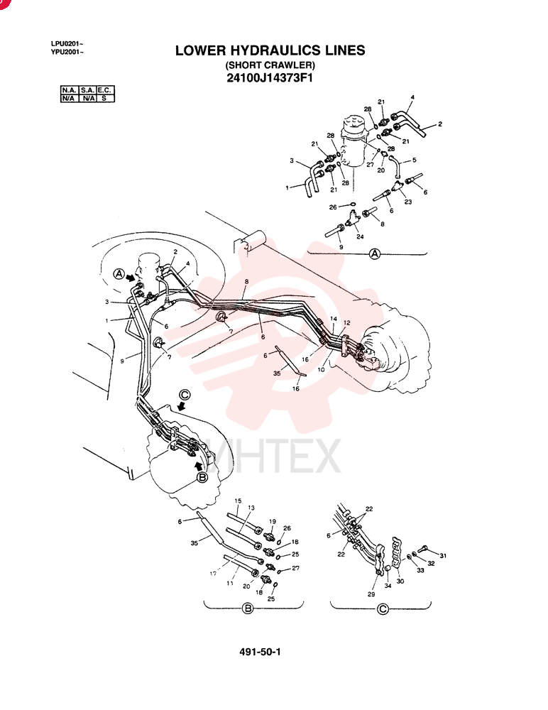 LOWER HYD LINES (SHORT CRAWLER) 24100J14373F1 (1)