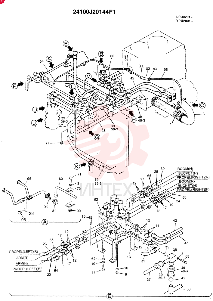 HYD. LINES, UPPER(KAI & SA BOOM SAFETY, BOOM &ARM SAFETY) 24100J20144F1 (1)