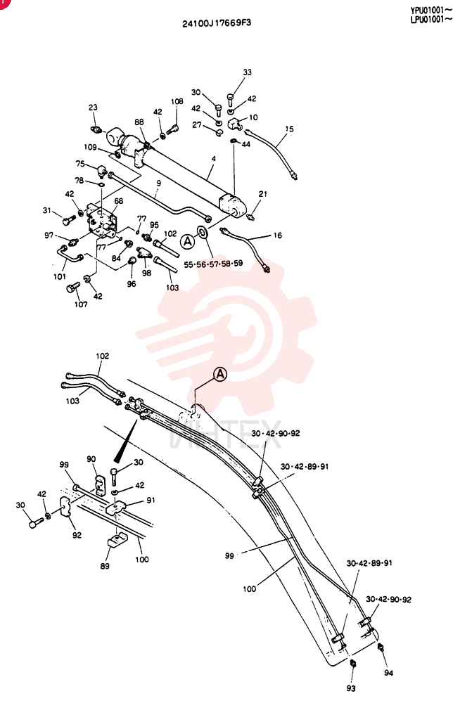 BOOM ASSY, 4.6M (15 FT - 1 INCH) (NIBBLER & BREAKER (BOOM & ARM SAFETY)) 24100J17669F3 (2)