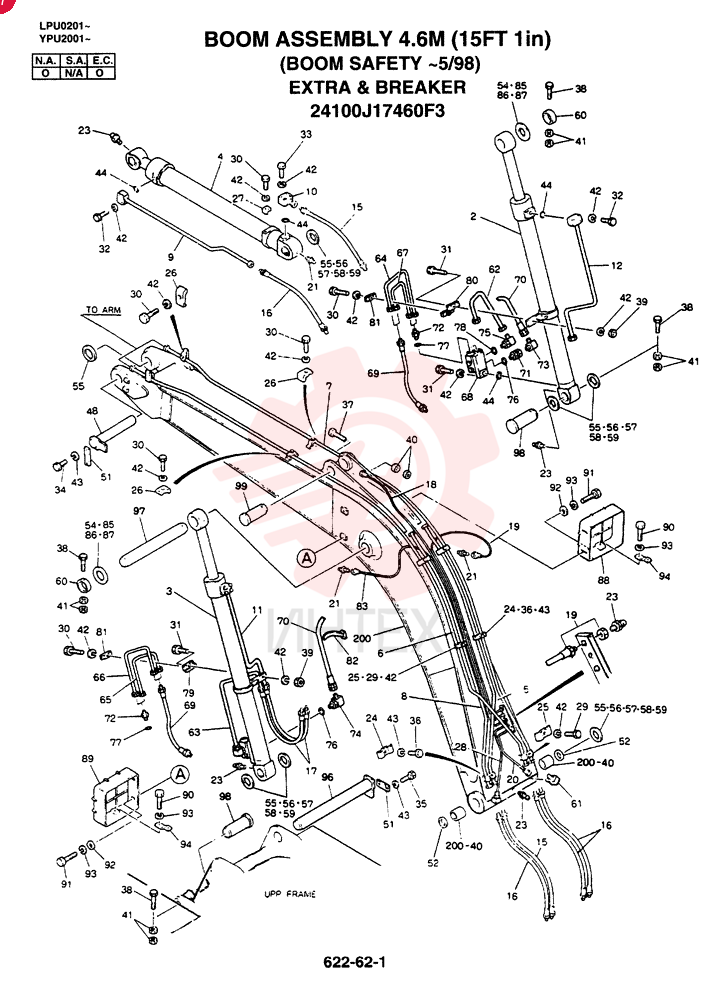 BOOM ASSY, 4.6M (EXTRA & BREAKER), Remarks: -5/98 24100J17460F3 (2)