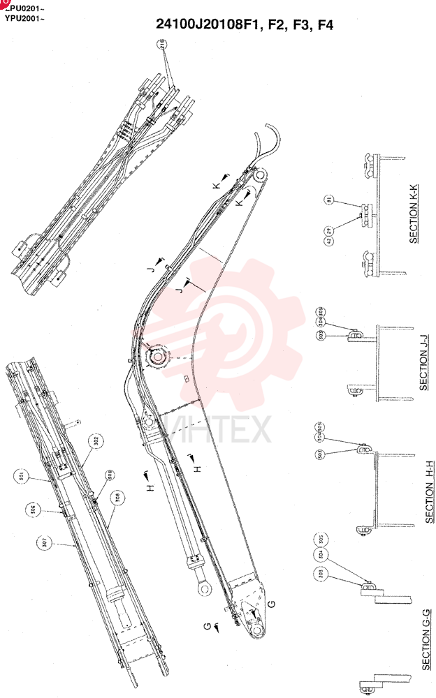 BOOM ASSEMBLY, 4.6M(STANDARD), Start Year: 01-MAY-98 24100J20108F1 (2)