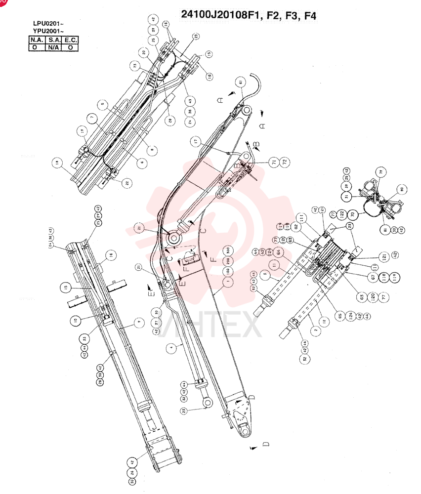 BOOM ASSEMBLY, 4.6M(STANDARD), Start Year: 01-MAY-98 24100J20108F1 (5)